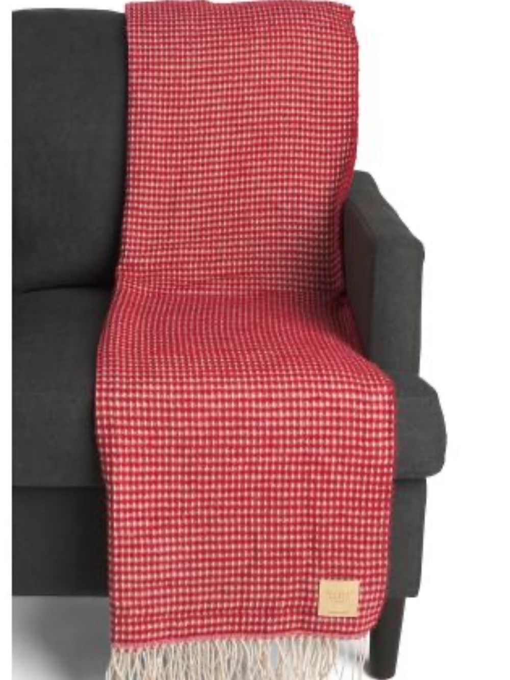 NIDO Notte Italia Waffle Knit Fringe Throw - Made in Italy - 50"x70" - Burgundy